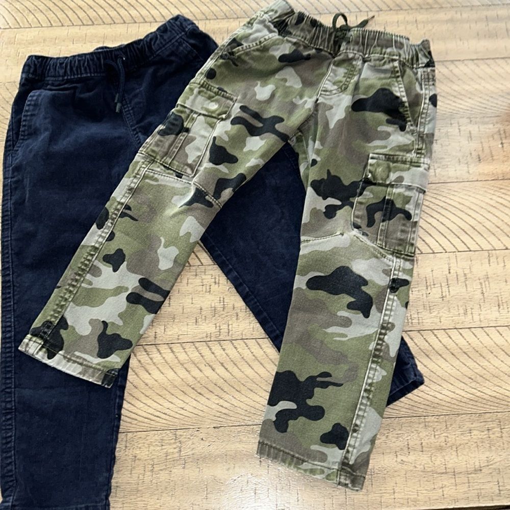 2 Pairs Of Kids 4 Drawstringcamo & Corduroy Cat Jack Cotton Spandex